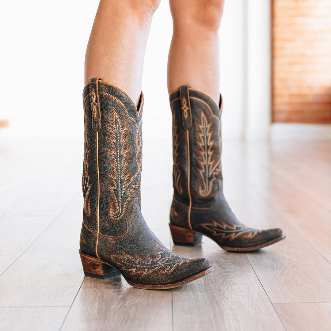 Lexington Ladies Boot Brown Crackle Western Fashion by Lane